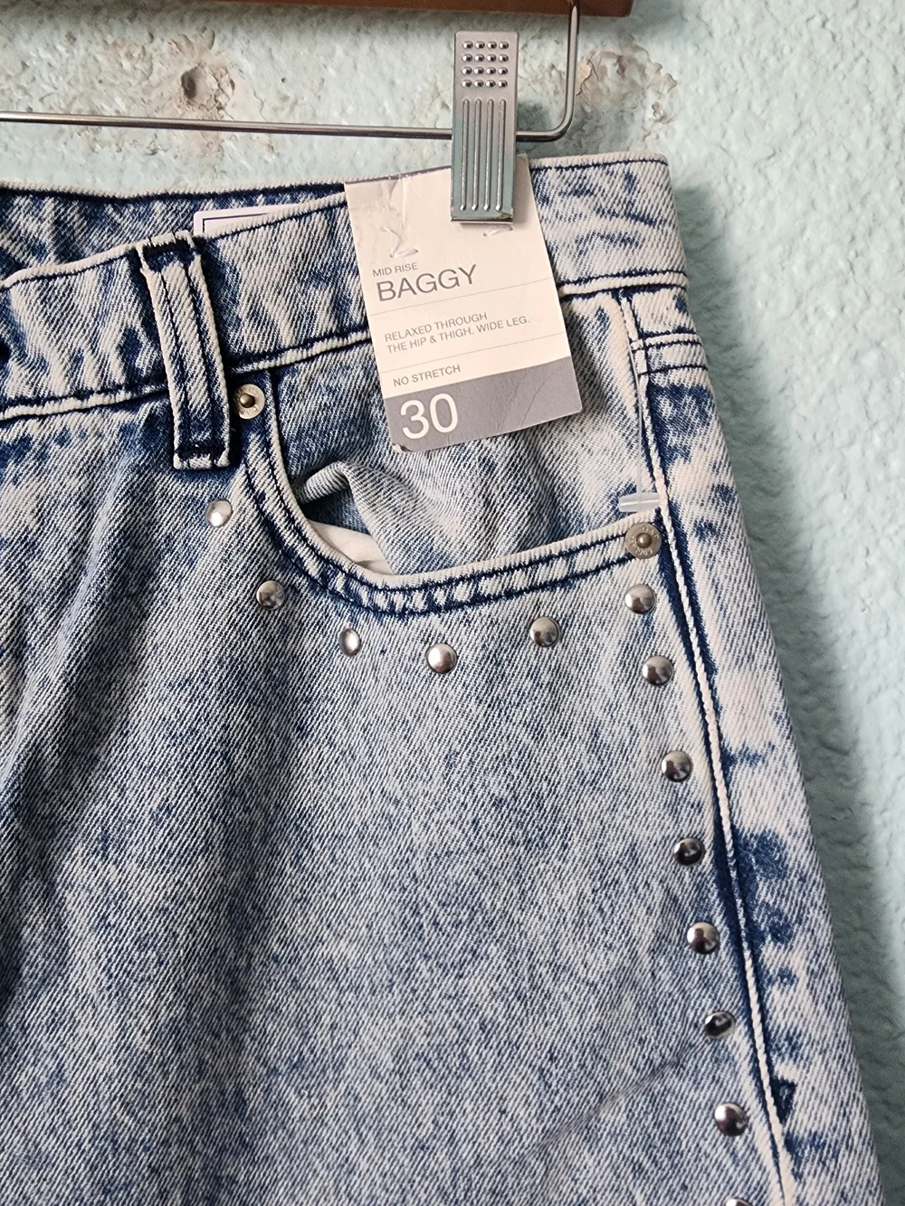 GAP Mid Rise Baggy Jeans - Light Blue Denim New With Tags - Picture 3 of 14